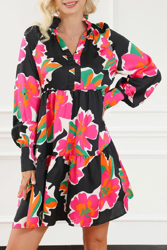 Your Favorite Items on Sale Now!Floral Ruffle Long Sleeve Dress