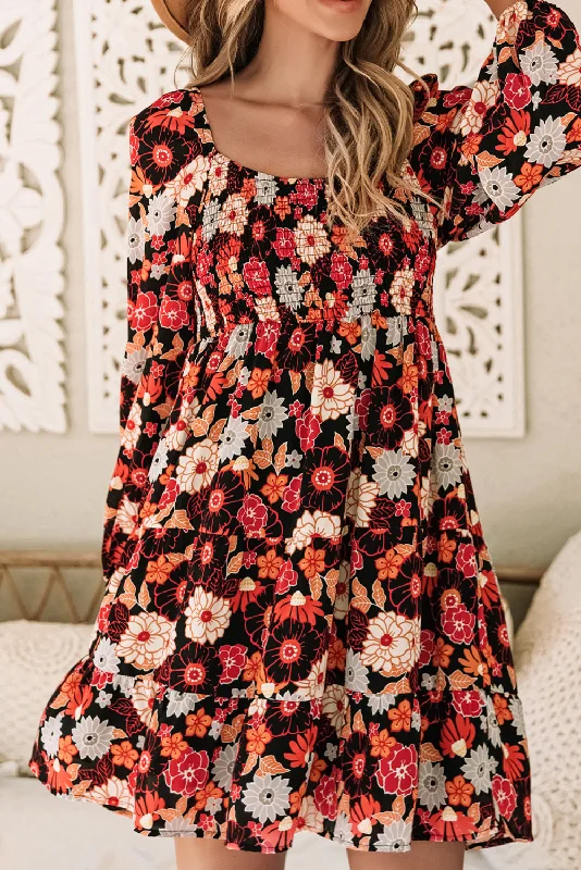Shop Now and Save!Floral Smocked Long Sleeve Dress