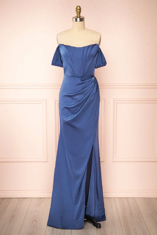 Your Discount is Waiting!Namie Blue | Corset Maxi Dress w/ Removable Straps