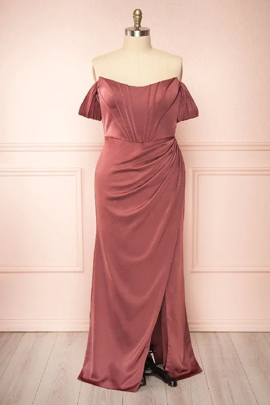 Shop the Hottest Deals!Namie Mauve | Corset Maxi Dress w/ Removable Straps