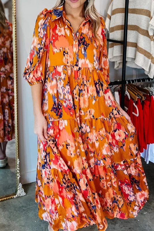 Don't Miss Out!Abstract Floral Tiered Maxi Dress