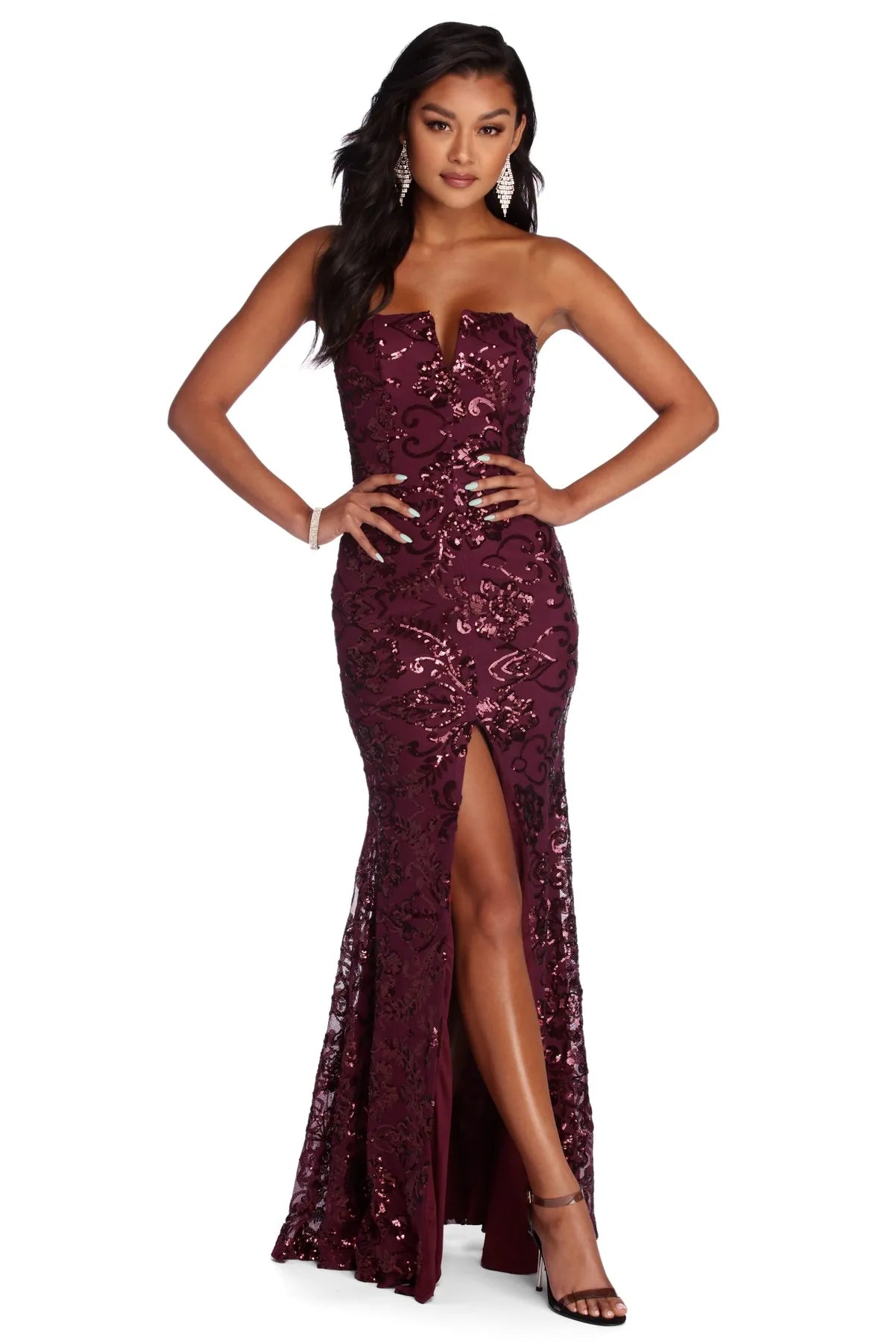 Today’s Deals, Tomorrow’s Regrets!Paulina Formal High Slit Sequin Dress