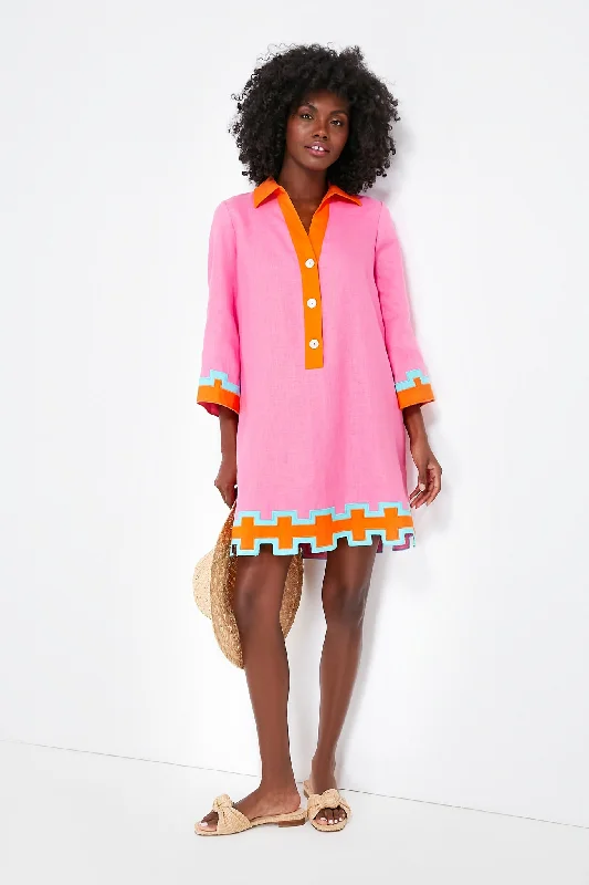 Your Favorite Items on Sale Now!Peony Pink and Tangerine Collier Dress