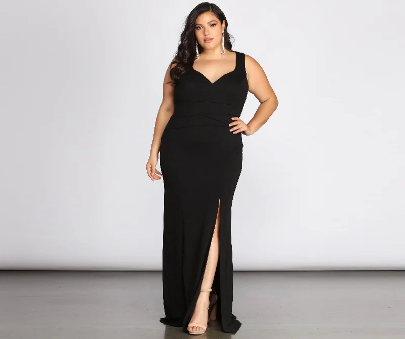 Save More Than Ever!Plus Kaitlyn Formal High Slit Dress