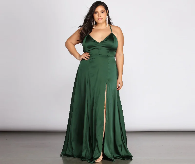 Your Best Deals Are Here!Plus Vera Satin Lace Up Formal Dress