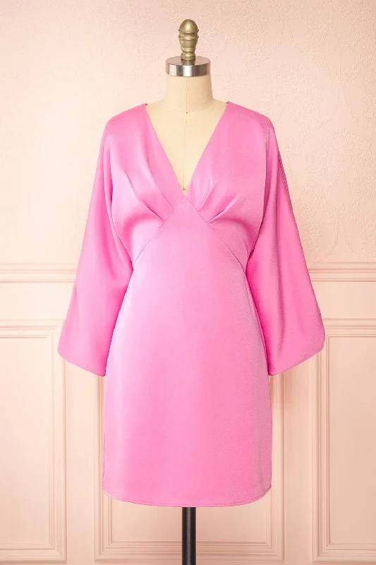 Act Fast – Limited Time Savings!Rosalyn | Short Pink Dress w/ Puffy Sleeves