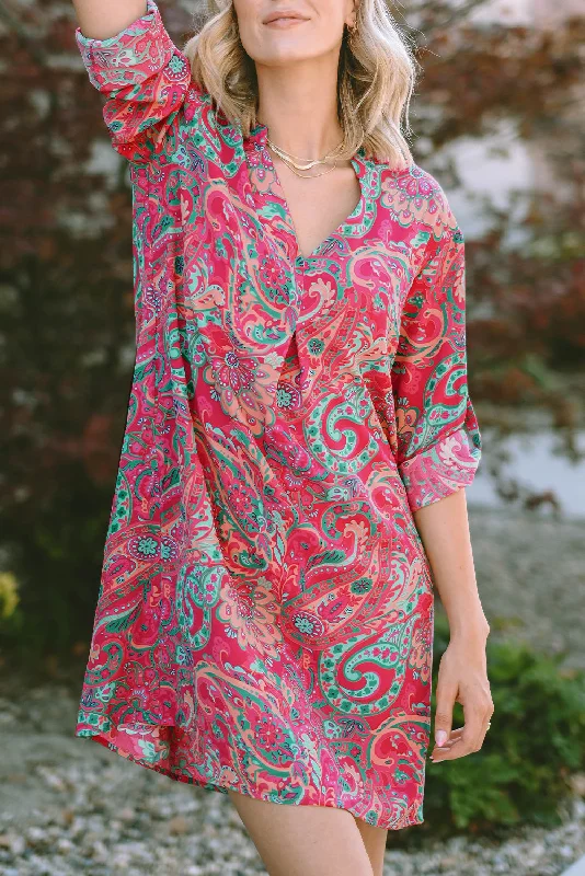 The Sale You’ve Been Waiting For!Retro Paisley Tab Sleeve Dress