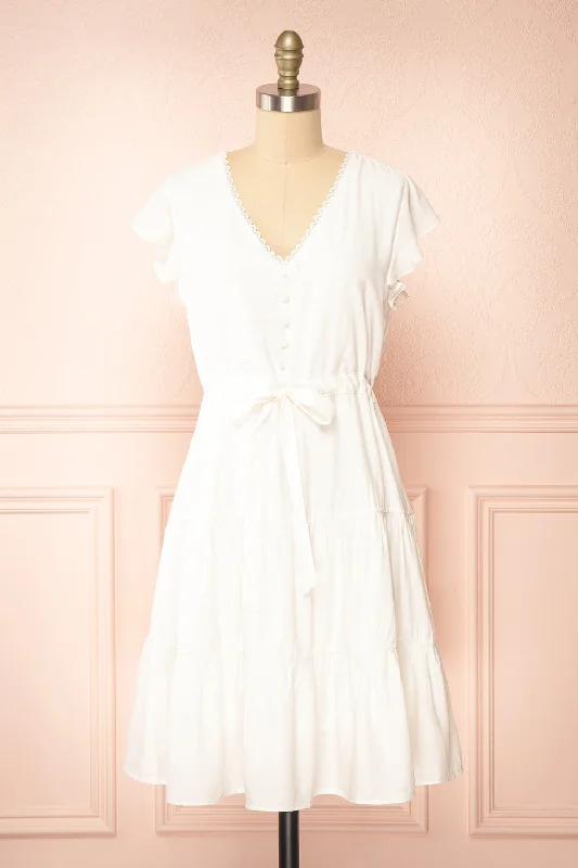 Find the Best Deals Here!Selenia White | A-line Dress w/ Adjustable Waist