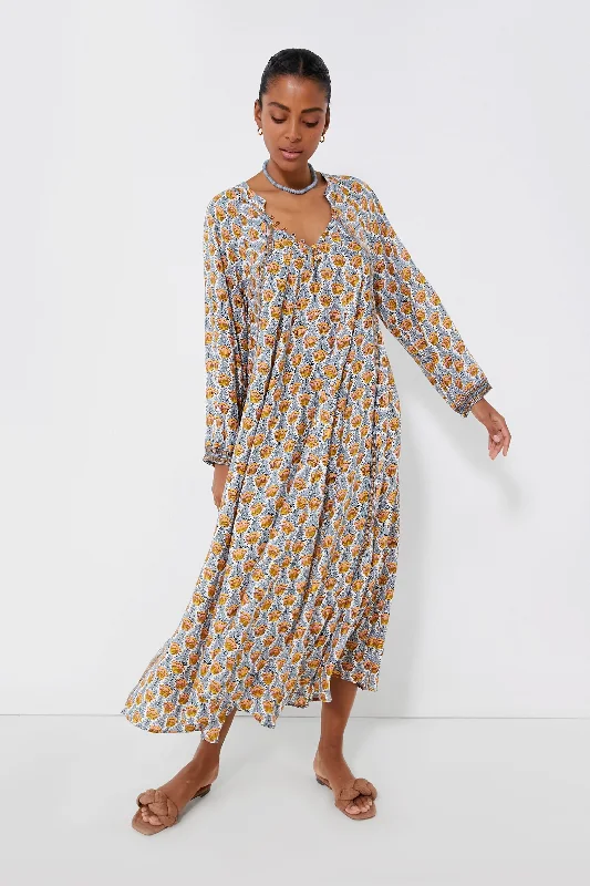 Best Offers of the Month!Tulip Print French Blue Fiore Maxi Dress