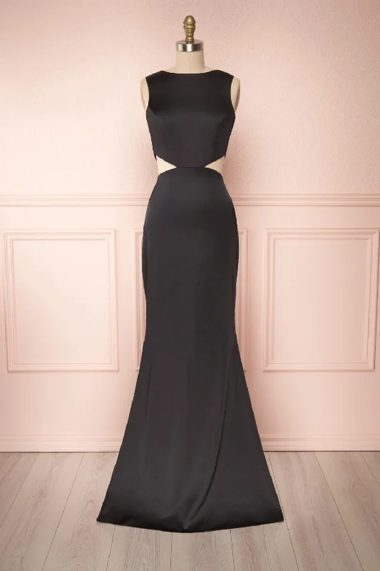 Biggest Sale of the Season!Vallata Satin | Black Mermaid Gown