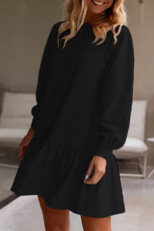 One Click Away from Big Savings!Heathered Ruffle Drop Waist Dress