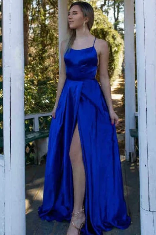 The Best Offers Are Here!2021 Royal Blue Long Prom Dress with Slit, cheap long prom dress    cg20558