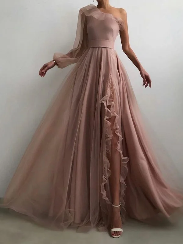 Only a Few Left – Order Now!A-line Dusty Pink One Shoulder Elegant Modest Formal Long Prom Dresses PD296 Only a Few Left – Order Now!A-line Dusty Pink One Shoulder Elegant Modest Formal Long Prom Dresses PD296