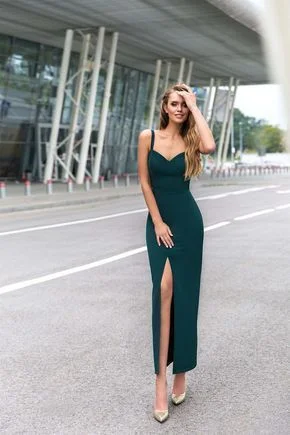 Flash Sale – Act Fast!A-Line Satin Prom Dress , Long Prom Dress With Slit     cg20441