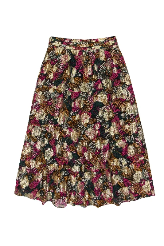 Your Favorite Items on Sale Now!Ba&sh - Black & Multicolor Metallic Floral Print Tiered Midi Skirt Sz S Your Favorite Items on Sale Now!Ba&sh - Black & Multicolor Metallic Floral Print Tiered Midi Skirt Sz S