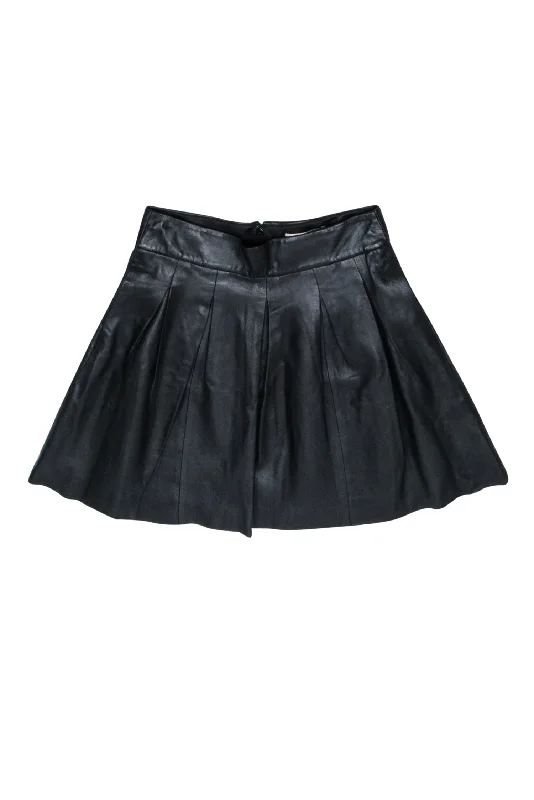 Buy More, Save More!Banana Republic - Black Leather Pleated Mini Skirt Sz 0