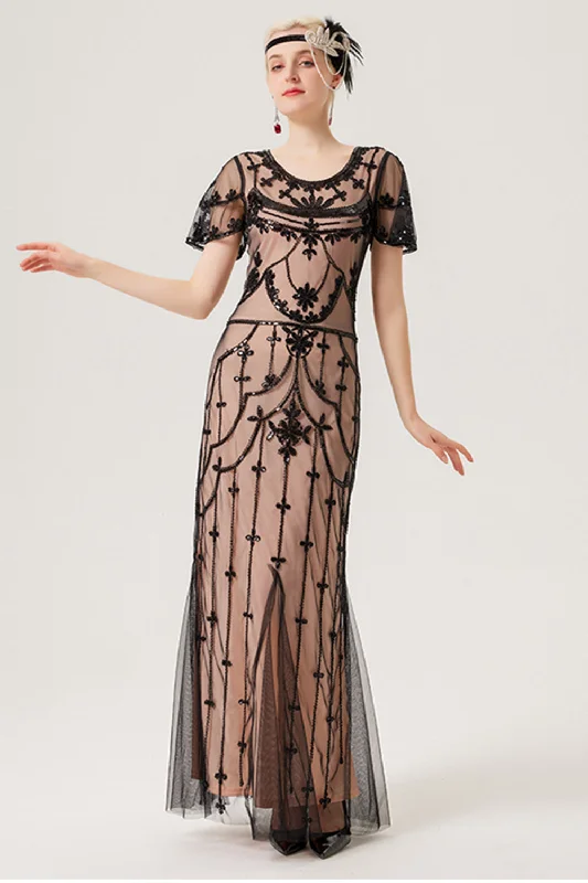 Huge Savings – Act Now!Black Blush Sequins Long 1920s Dress