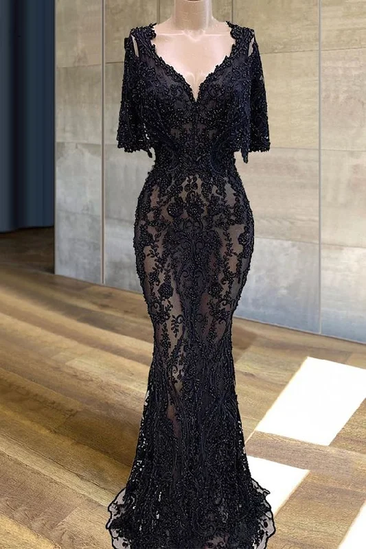 One Click Away from Big Savings!Black Lace Prom Dresses Mermaid Illusion Beading Cocktail Dresses cg20397 One Click Away from Big Savings!Black Lace Prom Dresses Mermaid Illusion Beading Cocktail Dresses cg20397