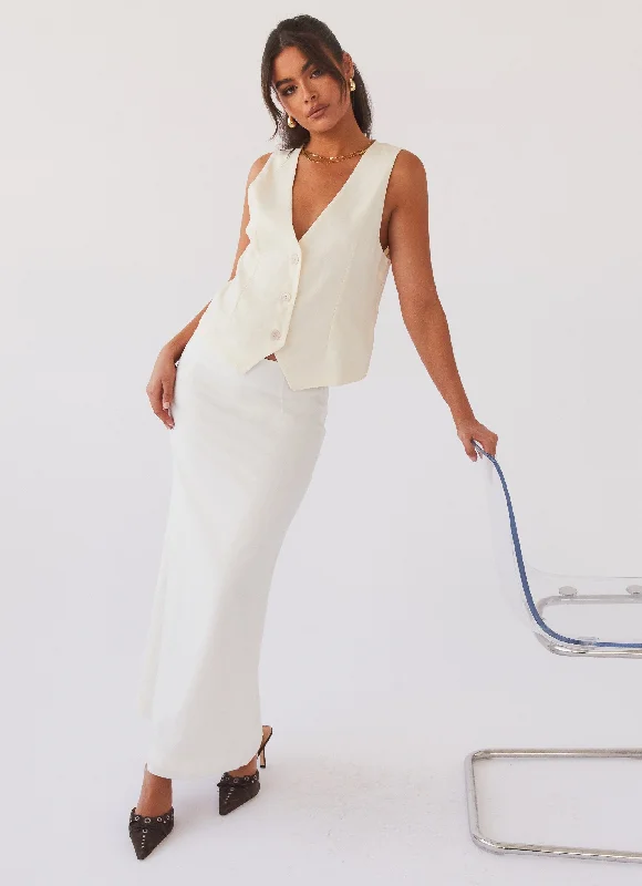 Unmissable Offers Await!Born For Bordeaux Linen Midi Skirt - White