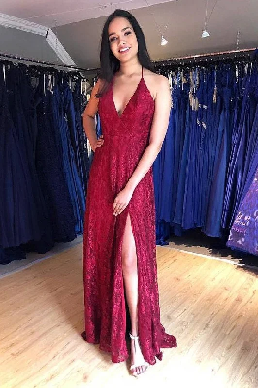 Your Shopping Wish, Our Discount Command!Breathtaking Long Lace Prom Gown with Halter Straps Your Shopping Wish, Our Discount Command!Breathtaking Long Lace Prom Gown with Halter Straps