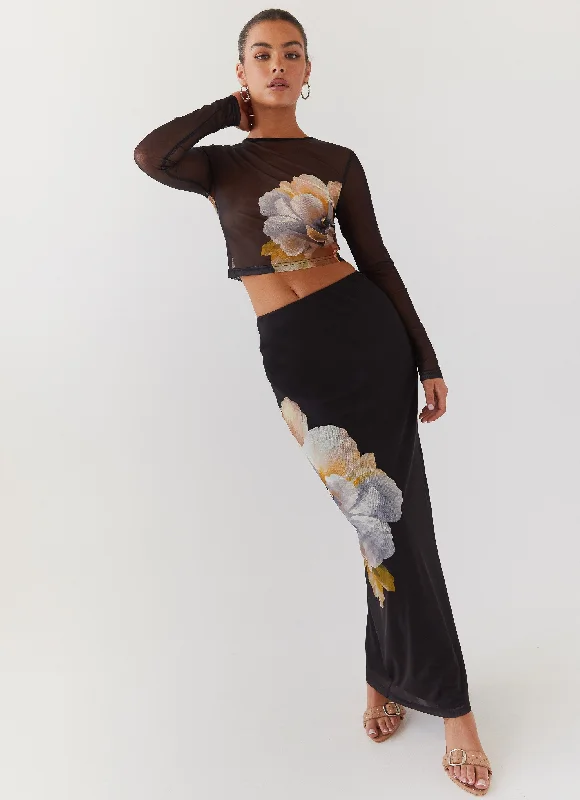 Buy More, Save More!Chain Reaction Mesh Maxi Skirt - Black Orchid