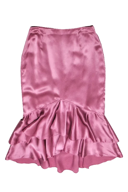 Exclusive Deals Just for You!Cinq a Sept - Pink Ruffle Silk Midi Skirt Sz 6