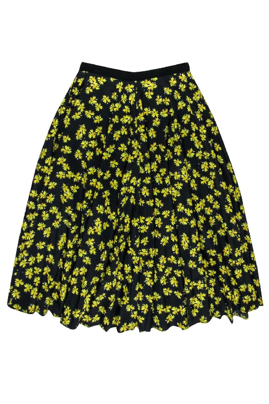 Bigger Savings, Better Shopping!Derek Lam - Black & Yellow Floral Midi Skirt Sz 8