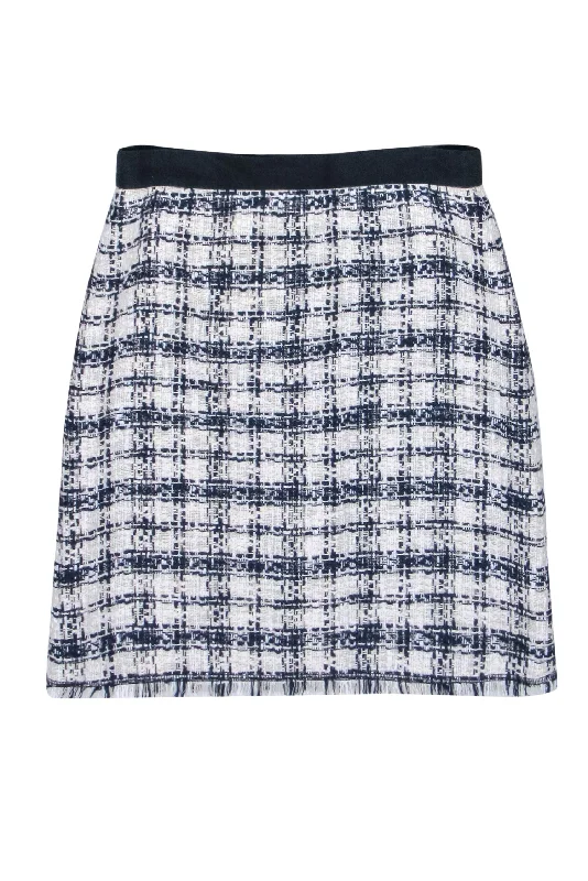 Score Huge Discounts Today!Escada Sport - Ivory & Navy Plaid Tweed Skirt Sz 8