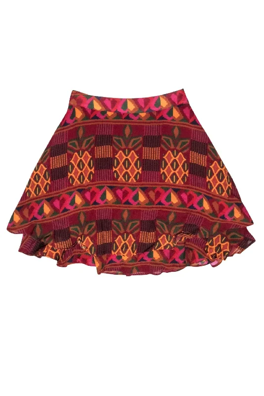 Unbeatable Prices!Farm - Red & Orange Boho Print Mini Skirt Sz XS