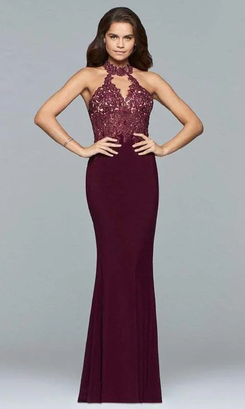 One Click Away from Big Savings!Faviana - Lace Sleeveless Cutout Long Gown 7750