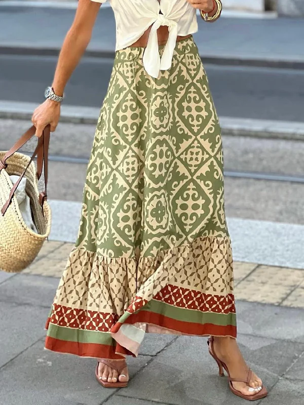 Seasonal Sale – Shop Now!Geometric Elastic Waist Maxi Skirt