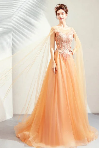 Every Deal is a Steal!Glamorous A-line Prom Dresses Champagne Brush Train Evening Dress cg20532 Every Deal is a Steal!Glamorous A-line Prom Dresses Champagne Brush Train Evening Dress cg20532