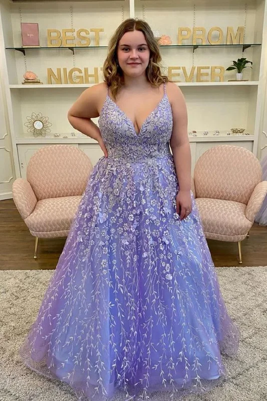 Save Like Never Before!Gorgeous Lavender A-Line Appliques Long Prom Dress    cg20501