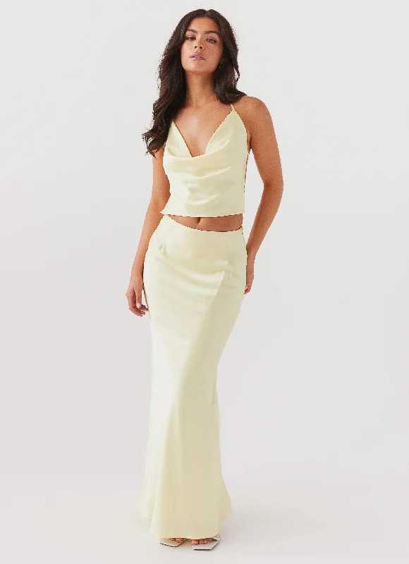 Save More with Every Purchase!Ivanna Satin Maxi Skirt - Lemon