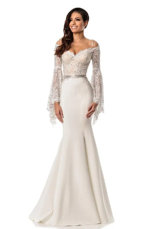 Score Big Savings Today!Johnathan Kayne - 7244 Bell Sleeve Off Shoulder Sparkly Mermaid Gown - 1 pc Ivory/Nude In Size 8 Available Score Big Savings Today!Johnathan Kayne - 7244 Bell Sleeve Off Shoulder Sparkly Mermaid Gown - 1 pc Ivory/Nude In Size 8 Available