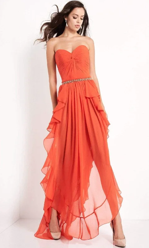 Limited Time Offer!Jovani - 04874 Strapless Ruffle Hem High-Low Chiffon Dress