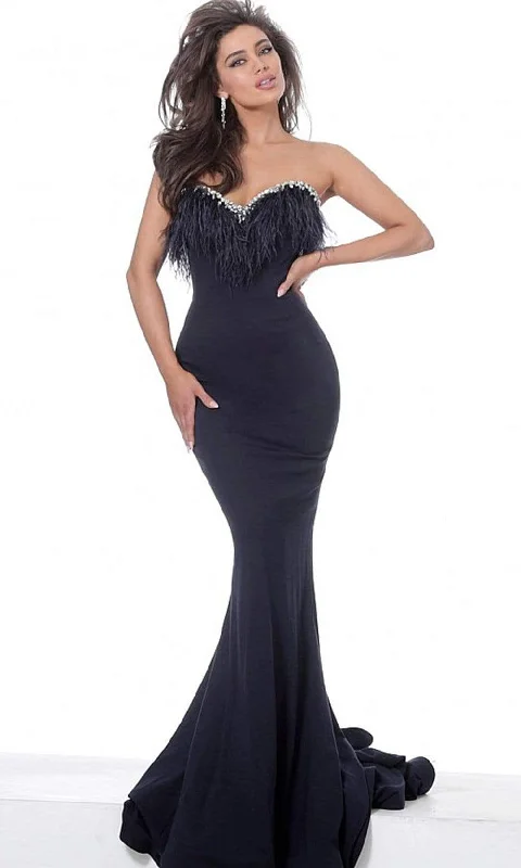 Hurry! While Supplies Last!Jovani - 63892 Strapless Feather-Fringed Long Mermaid Gown Hurry! While Supplies Last!Jovani - 63892 Strapless Feather-Fringed Long Mermaid Gown