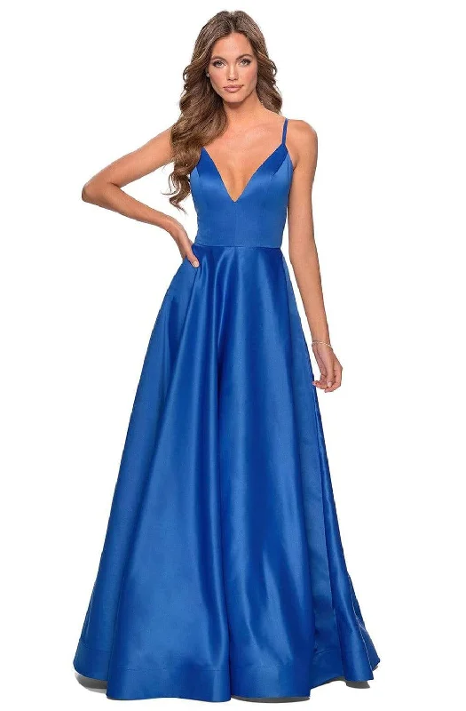 Get More, Spend Less – Shop Now!La Femme - 28628 Deep V-neck Satin Junior Prom Gown Get More, Spend Less – Shop Now!La Femme - 28628 Deep V-neck Satin Junior Prom Gown