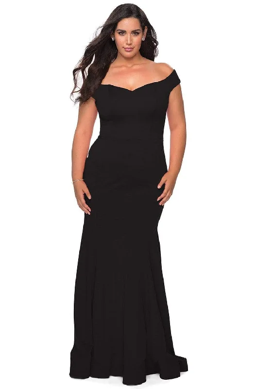 Exclusive Savings This Week!La Femme - 28963 Off-Shoulder Jersey Simple Prom Dress