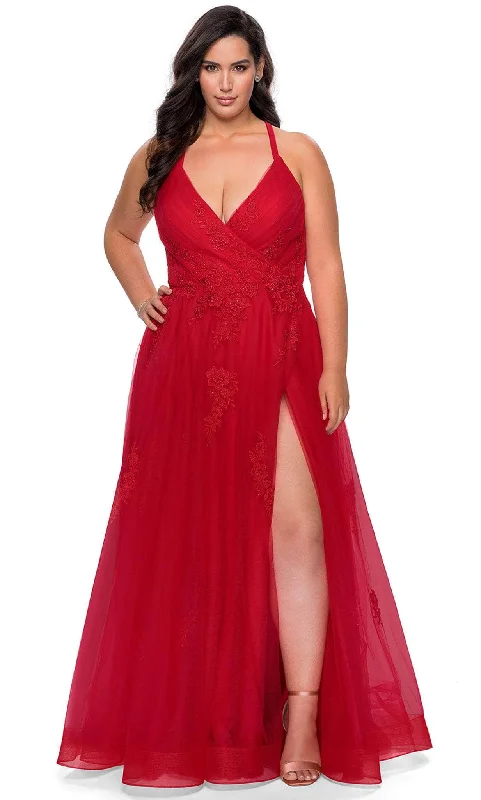 Snag the Best Prices Now!La Femme - 29021 Plunging V-neck Tulle Plus Size Prom Gown Snag the Best Prices Now!La Femme - 29021 Plunging V-neck Tulle Plus Size Prom Gown