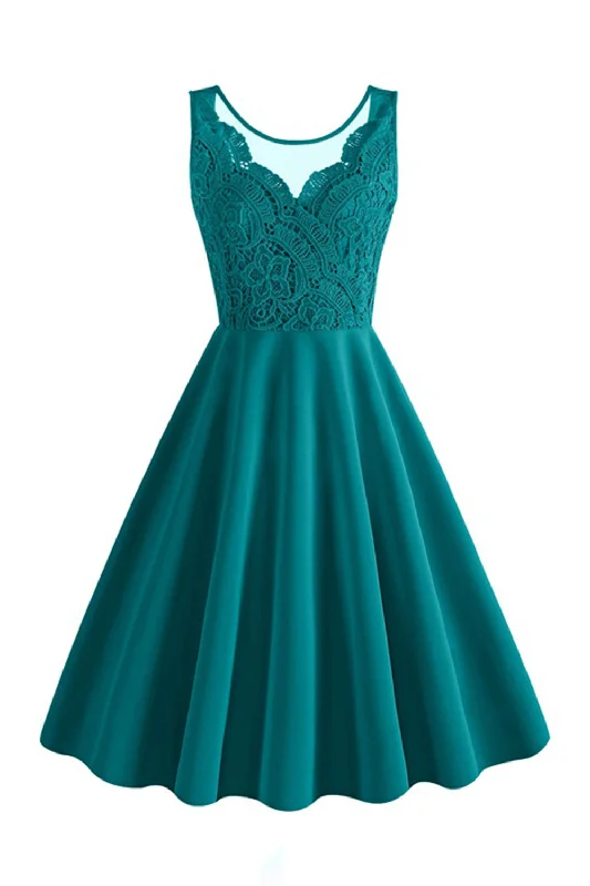 Shop More, Spend Less!Lake Blue Sleeveless V Neck 1950s Dress