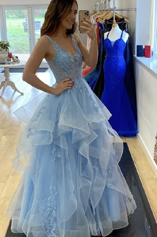 The Best Offers Are Here!Long Prom Dress Blue v neck lace long ball gown dress blue evening dress cg20435 The Best Offers Are Here!Long Prom Dress Blue v neck lace long ball gown dress blue evening dress cg20435