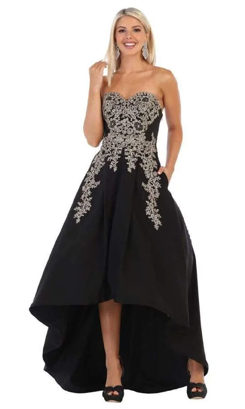 Time to Snag a Bargain!May Queen - Gilt-Appliqued Sweetheart High Low Gown MQ1627