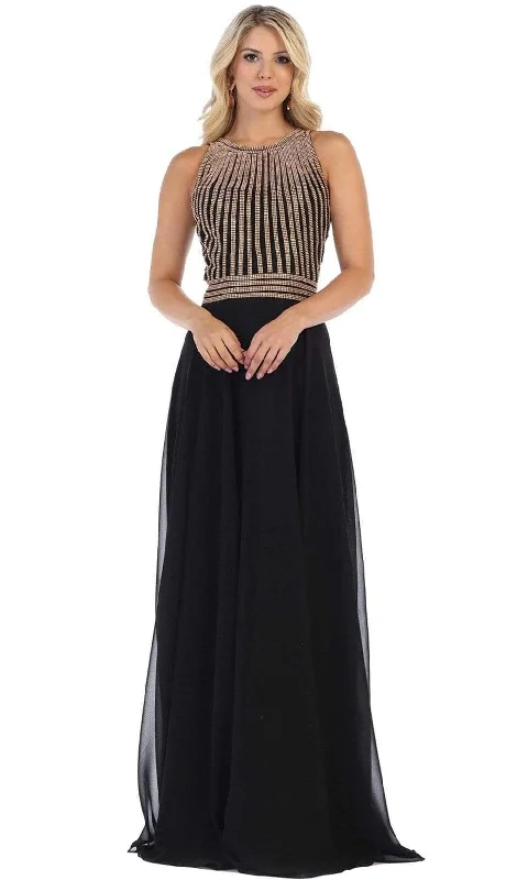 Your Favorite Sale is Back!May Queen - Illusion Jewel A-Line Gown MQ1586 - 1 pc Dusty Rose In Size 8 Available