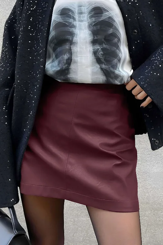 Don't Miss Out!Solid Faux Leather High Waist Skirt