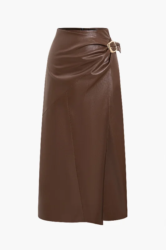 Only a Few Left – Order Now!Faux Leather Buckle Skirt