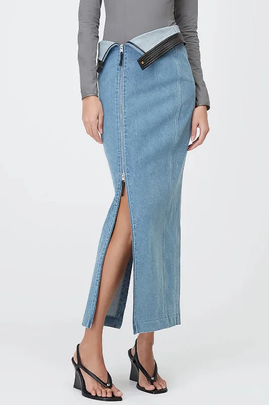 Price Drop Alert!Patchwork Slit Denim Skirt