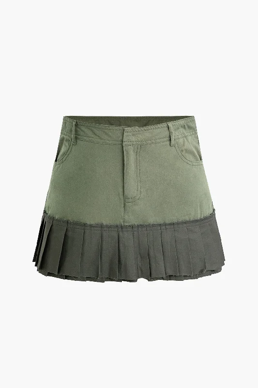 Shop Smart, Save Big!Contrast Pleated Mini Skirt