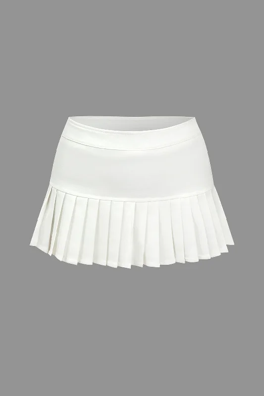 Score Huge Discounts Today!Solid Pleated Mini Skirt