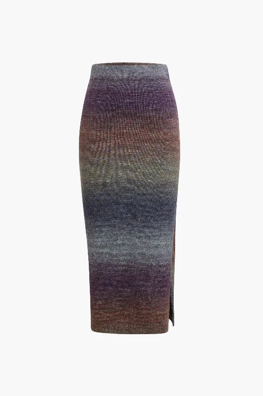 Find Your Perfect Deal Today!Ombre Side Slit Knit Midi Skirt
